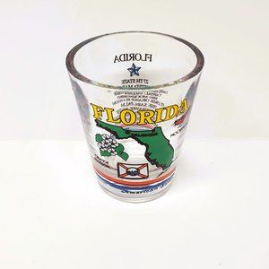 Florida Shot Glass State Info Fact Map Flag Mockingbird American Series Souvenir